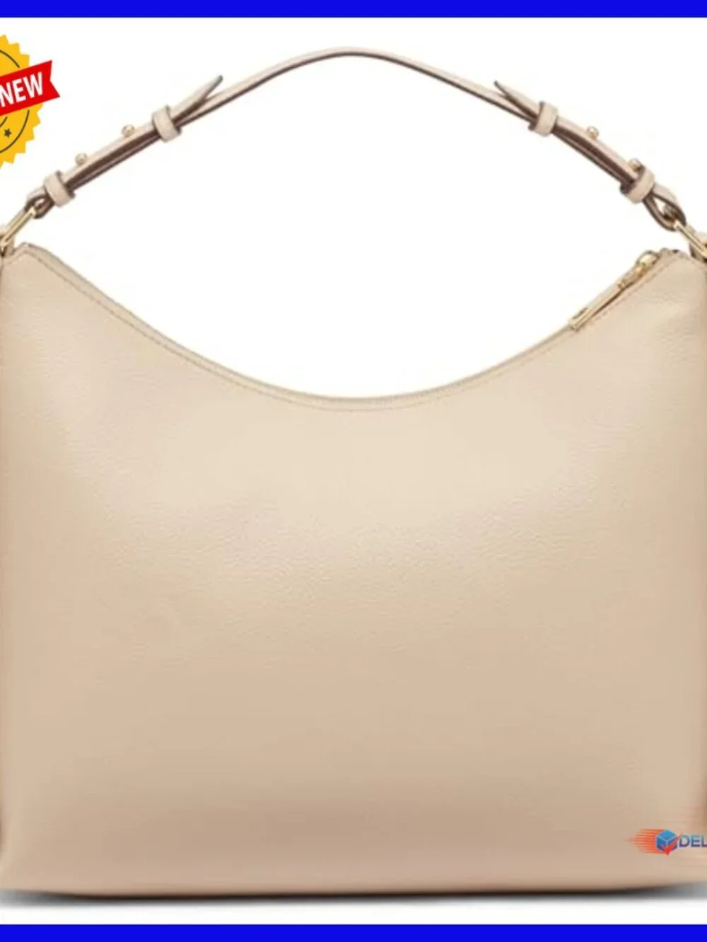 Lightweight Hobo Bag with Top Zip, Shoulder Strap, One Size
